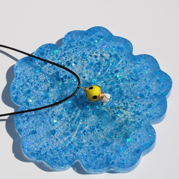 Yellow Mushroom Pendant Necklace - Picture 6 of 6
